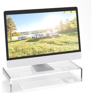 Relaxdays monitorstandaard acryl - monitorverhoger - modern - beeldschermverhoger - bureau