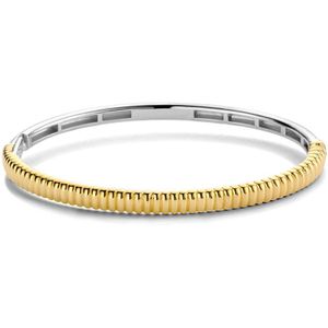 Ti Sento zilveren goud op zilveren slavenarmband met geribbelde structuur 60 mm.