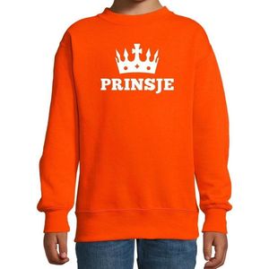 Oranje Prinsje met kroon sweater jongens - Oranje Koningsdag kleding 110/116