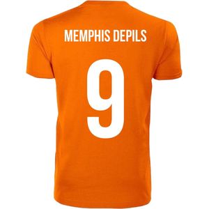 Oranje T-shirt - Memphis Depils - Koningsdag - EK - WK - Voetbal - Sport - Unisex - Maat L