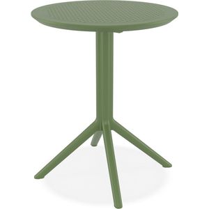 Alterego Ronde opvouwbare tafel 'GIMLI' van groene kunststof voor binnen/buiten - Ø 60 cm