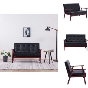 vidaXL Retro Sofa - 113.5 x 67 x 73.5 cm - Zwart Houten Frame - Kunstleren Bekleding - Bank