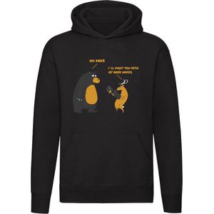 Ik vecht je met mijn berenhanden, oh deer Hoodie - sterk - vechten - boksen - dieren - bruine beer - hert - grappig - unisex - trui - sweater - capuchon