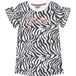 DJ Dutch Jeans - Jurk - Wit - Zebraprint - Maat 110