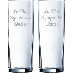 Longdrinkglas gegraveerd - 31cl - Le Plus Sympa des Oncles & La Plus Sympa des Tantes