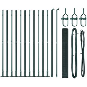 vidaXL - gelaste - gaashek - met - 13 - geflensde - palen - Groen - 1.2x25 - m - Staal