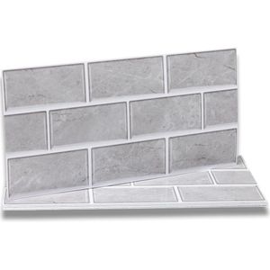 Zelfklevende Tegelstickers voor Badkamer en Keuken - Grijs - 30x15 cm - 12 Stuks - Waterdicht en Eenvoudig te Branden