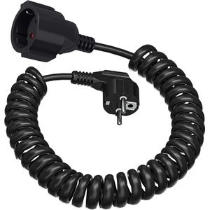 Verlengsnoer Schuko spiraalkabel 3 x 10 mm² 06 m - 2 m IP20 - Zwart