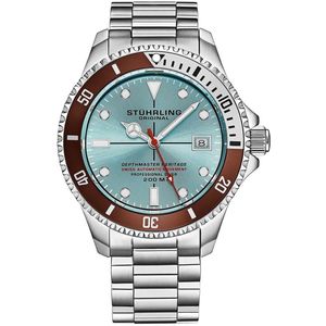Stührling - Swiss Automatic Depthmaster Heritage 883H 42mm – Horloge Heren – Horloges voor Mannen - Waterdicht 200m – Draaiende Bezel en Lumière Markeringen