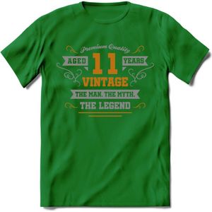 11 Jaar Legend T-Shirt | Goud - Zilver | Grappig Verjaardag Cadeau | Dames - Heren | - Donker Groen - L