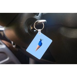 Sleutelhanger - Pauw - IJshoorntje - IJs - Blauw - Vogel - Uitdeelcadeautjes - Plastic