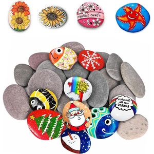 Decoratieve stenen om te beschilderen - Grote platte strandkiezels en rivierkiezels voor mandala-schilderen - Set van 20