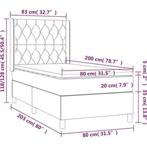 vidaXL Boxspring met matras stof donkerbruin 80x200 cm