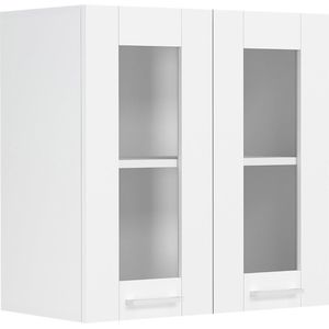 VCM Küchenschrank hängend | Maße ca. H. 60 x B. 80 x T. 31 cm | Hängeschrank mit zwei Drehtüren im Landhaus Stil | Küchenschrank mit Glas | Küchenmöbel – Colura