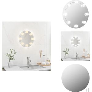 vidaXL Wandspiegel LED-lampen - Zilver - 30 cm - Warmwit en koudwit - Glas - EVA en kunststof - 3.000K-6.000K - Spiegel