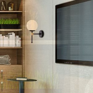 Squid Lighting | Wandlamp 1-Lichts Bol - Design - Moderne Zwart Wandlamp - Industrieel - Woonkamer - Slaapkamer - Eetkamer / Keuken - Hal - Zwart - Goud