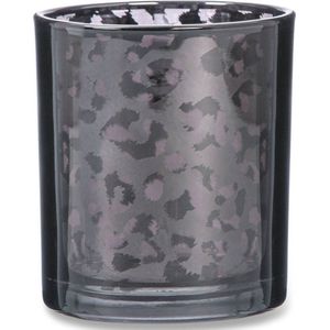 Blokker theelichthouder leopard zwart 10cm