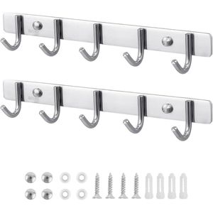Moderne wandkapstok met 5 inklapbare haken voor jassen, mantels en sjaals