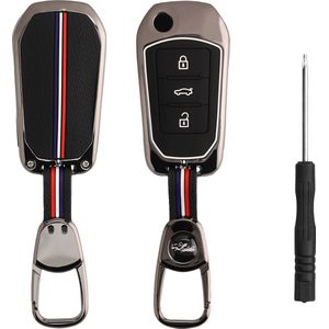 kwmobile Sleutelhoesje geschikt voor Peugeot Citroen 3-knops Smartkey autosleutel (alleen Keyless Go) - Autosleutel hoesje met metalen frame en silicone hoesje - blauw / rood / wit