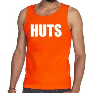 Huts tanktop / mouwloos shirt voor heren -  Fun tekst - Oranje kleding L