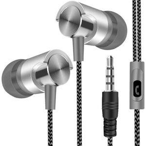 Provium - Oortjes met Draad - 3.5mm Jack AUX aansluiting - In-Ear Oordopjes met draad en microfoon - Headset - grijs