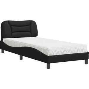 vidaXL - Bed - met - matras - kunstleer - zwart - 90x200 - cm