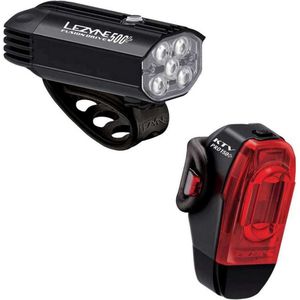 Lezyne Fusion Drive 600 + KTV Drive Pro+ - Fietsverlichting usb oplaadbaar - Fietslicht voor en achter - Fietsverlichting set - Waterdicht - 500 lumen - Zwart