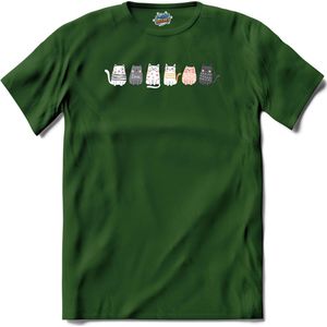 Katten vrienden - T-Shirt - Heren - Bottle Groen - Maat XXL