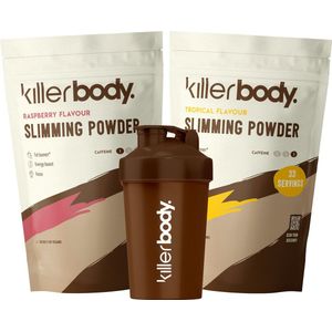 Killerbody Fatburner Voordeelpakket + Shaker - Raspberry & Tropical - 1200 gr