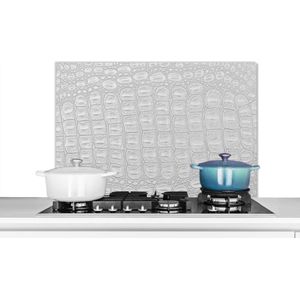 Spatscherm keuken 80x55 cm - Kookplaat achterwand Inductie beschermer - Leer - Structuur - Dierenhuid - Muurbeschermer - Spatwand fornuis - Hoogwaardig aluminium