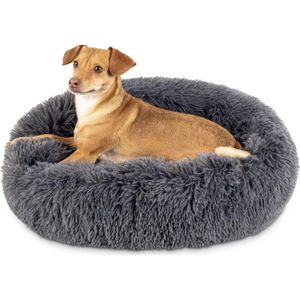 Hondenbed voor kleine honden, rond, diameter 40 cm, grijs, donutdesign, anti-stress, hondenkussen, kleine honden, hondenkussen, hondensofa, kattenbed, warm voor nacht, kattenmand, warme winter