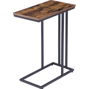 AllinShop® - Bijzettafel - Salontafel - Koffietafel - Vierkant - C vorm - Hout - Industrieel - 63.5x24.8x45.9CM