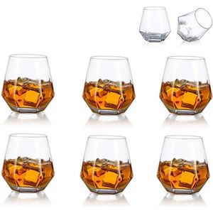 whiskey glazen set van 6 water / sap tumbler gekanteld scotch glas 300 ml whisky glas modern look glaswerk voor bourbon / rum / bar tumbler