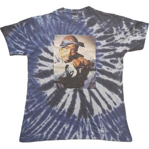 Tupac - Photo Swirl Heren T-shirt - M - Blauw