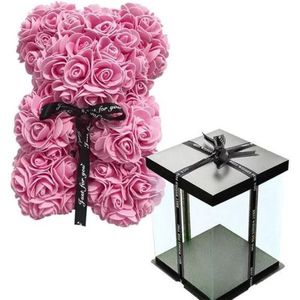 Rose- Rozen Beer- Teddy Beer + Gift Box- Liefde- Valentijns Cadeautjes - Moederdag- Romantisch Pakket- 25 cm- Cadeau Verpakking