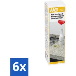 HG - Natuursteen Aanrechtbladbeschermer - Beschermt Tegen Olie, Vet & Vuil - Inclusief doek - 100 ml - Voordeelverpakking - 6 stuks