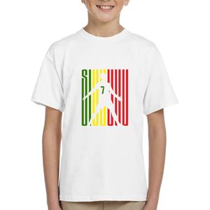 SIUUU Kinder shirt met tekst- Kinder T-Shirt - Wit - Maat 164 (small ) - T-Shirt leeftijd 15 tot 16 jaar - Grappige teksten - Cadeau - Shirt cadeau - SIUUU -R7 - Ronaldo - verjaardag -