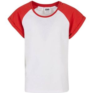 Urban Classics - Contrast Raglan Kinder T-shirt - Kids 146/152 - Wit/Rood
