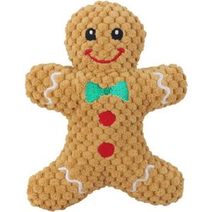 Hondenspeelgoed - Kerst Hondenknuffel - Speculaaspop - Bruin - 20 x 12 cm