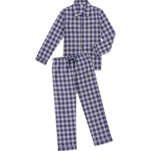 La-V Flanel pyjama set voor jongen met geruit patroon- Blauw  152-158