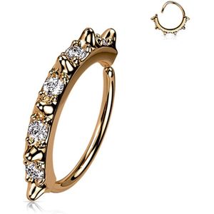 Buigbare ring Spikes with CZ in between rose gold plated 0.8X8
