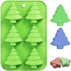S&E siliconen mal met 6 kerstboomvormen - bakvorm - Chocolade - Snoep - Handgemaakt Zeep - IJsblokje - Kerst