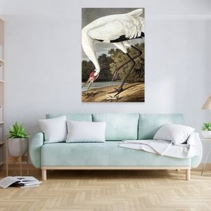 Wandkleed Mondiart 'Trompetkraanvogel in de natuur'
