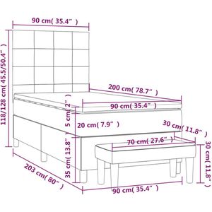 vidaXL-Boxspring-met-matras-fluweel-lichtgrijs-90x200-cm