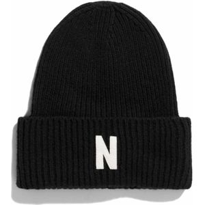 Beanie Norse Projects Men Merino Lambswool Rib N Logo Black