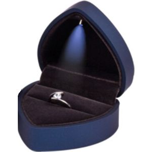Ringdoosje hartje LED licht - liefde - blauw - aanzoek - verloving - bruiloft - huwelijksaanzoek - rood - sieradendoos - Valentijnsdag - ring - verlichting - lichtje - met licht