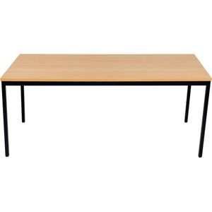 Furni24 Multifunctionele tafel 200 x 100 cm - bureau - werktafel - computertafel in zwart/ beuken decor