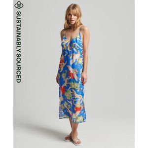Superdry Vintage Midi Slip Jurk Blauw M Vrouw