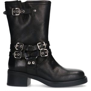 Sacha - Dames - Zwarte buckle biker enkelboots - Maat 41