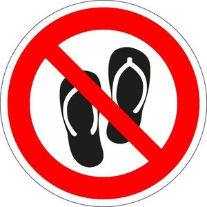 Verboden slippers te dragen bord - kunststof 400 mm